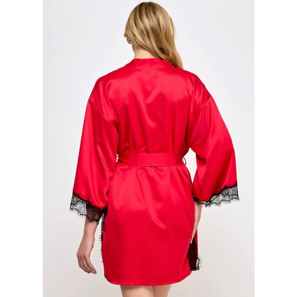 Isadora Satin Lace Trim Robe - Picture 2 of 2